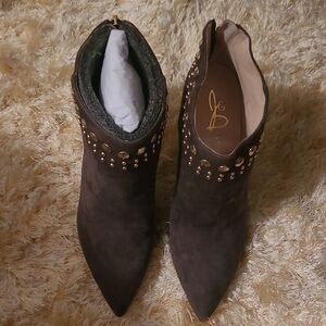 Joan & David Olive Studded Ankle Booties